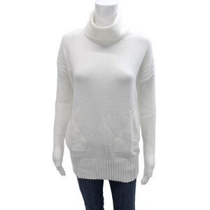 Renuar Women Turtleneck Pullover Sweater White Long Sleeve Size S